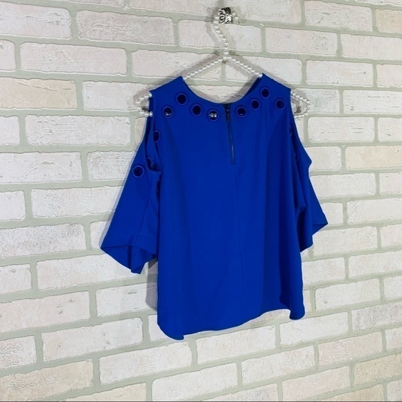 Karen Millen Blue Cut Out Shoulder Top - Picture 7 of 8